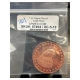 1 oz Copper Round With Eagle Head Design