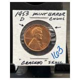 1953 D Lincoln Cent Mint Error