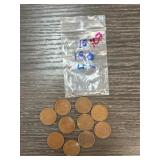 10 Vintage Coins in Plastic Bag