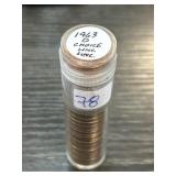 Uncirculated 1963-D Lincoln Cents Roll