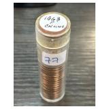 1963 P Uncirculated Lincoln Cents Roll