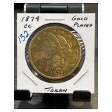 1879 CC Gold-Plated Token
