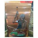 Copper Relief Artwork of a Seated Figure