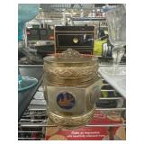 Metal Canister with Enameled Decorations