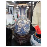 Hand-Painted Blue and White Thai Decorative Vase