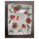 Clay Art Hand-Painted Poppies Platter