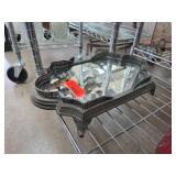 Decorative Metal and Glass Footed Mirror Tray