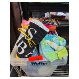 Rolled Towels in Plastic Storage Bin