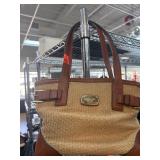 Michael Kors Straw and Leather Tote Bag