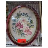 Framed Floral Needlepoint Artwork
