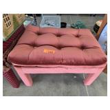 Upholstered Tufted Pink Footstool