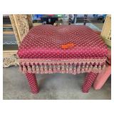 Decorative Upholstered Footstool with Tassel Trim
