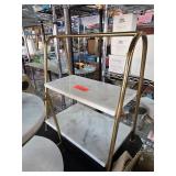 Goldtone Metal And Marble Shelf Stand