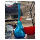 Blue Glass Decorative Vase, 18.25 Inches Tall