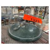 Glass Dome With Marble Base and Knife