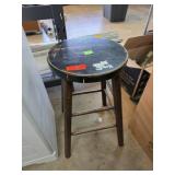 Wooden Stool With Dark Finish