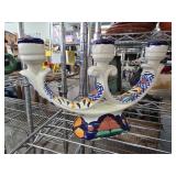 Hand-Painted Mexican Ceramic Candelabra