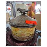 Decorative Lidded Container With Bird Handle