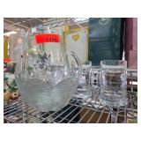 Clear Glass Pitcher and Mug Set