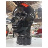Heavy Black Glass Head Sculpture