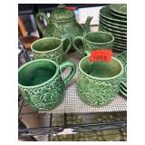Pier 1ï¿½ Majolica Portuguese Green Ceramic Tea Set