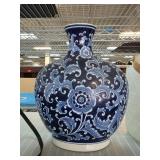 Blue and White Floral Ceramic Vase