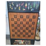 Wooden Chess Board With Fishing Theme Design