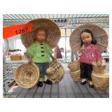 McCarty Signed Ceramic Figurines With Baskets