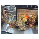 Large Cornucopia With Autumn Decorations 2 tier ba