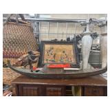 Bronze Gondola with Figurine Decorative Boat