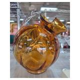 Cambridge Glass Amber Pitcher with Clear Handle