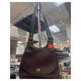 Brown Leather Shoulder Bag With Brass Hardware