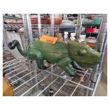 Hand-Carved Green Wooden Chameleon Figurine