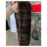 Fur-Trimmed Scarf With Multicolored Fabric Panels