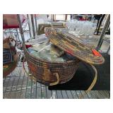 Woven Basket With Sewing Supplies