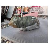 Carved Stone Lizard Figurine on Base