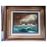 Framed Seascape Oil Painting on Board