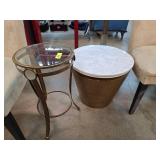 Two Accent Tables with Metal and Glass