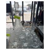 Crystal Decanter with Assorted Glassware