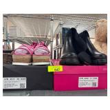 Pink Wedge Sandals and Black Boots Lot