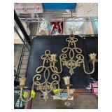 Brass Wall-Mounted Candle Holders