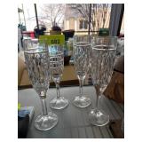 Four RCR Lead Crystal Champagne Flutes