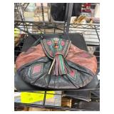 Multicolor Leather Crossbody Bag with Embellishmen