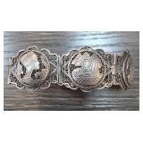 White Metal Egyptian Filigree Link Bracelet