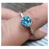 Sterling Silver & Topaz Ring, Size 6