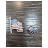 Swarovski Crystal Flag and Heart Pins