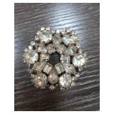 Cluster Rhinestone Brooch with Silver-Tone Backing