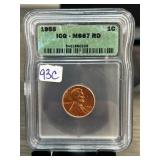 1958 Lincoln Cent Graded ICG MS67 RD