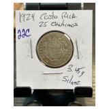 1922 Costa Rica 25 Centimos Coin