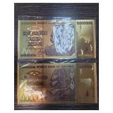 24K Gold Zimbabwe $100 Trillion Banknote Set